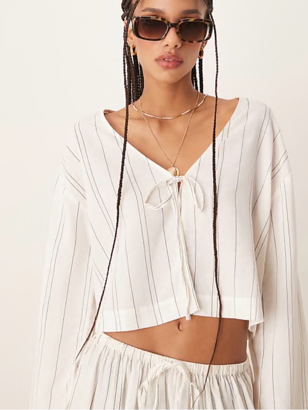 NWOT ASOS Design Belle Tie Front Linen Blend Top